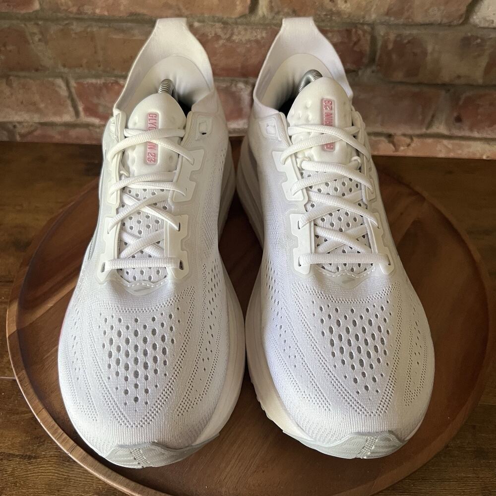 Brooks Glycerin 23 Womens 12 White Pink Cushioned Running Walking Shoes Sneakers - Picture 8 of 16